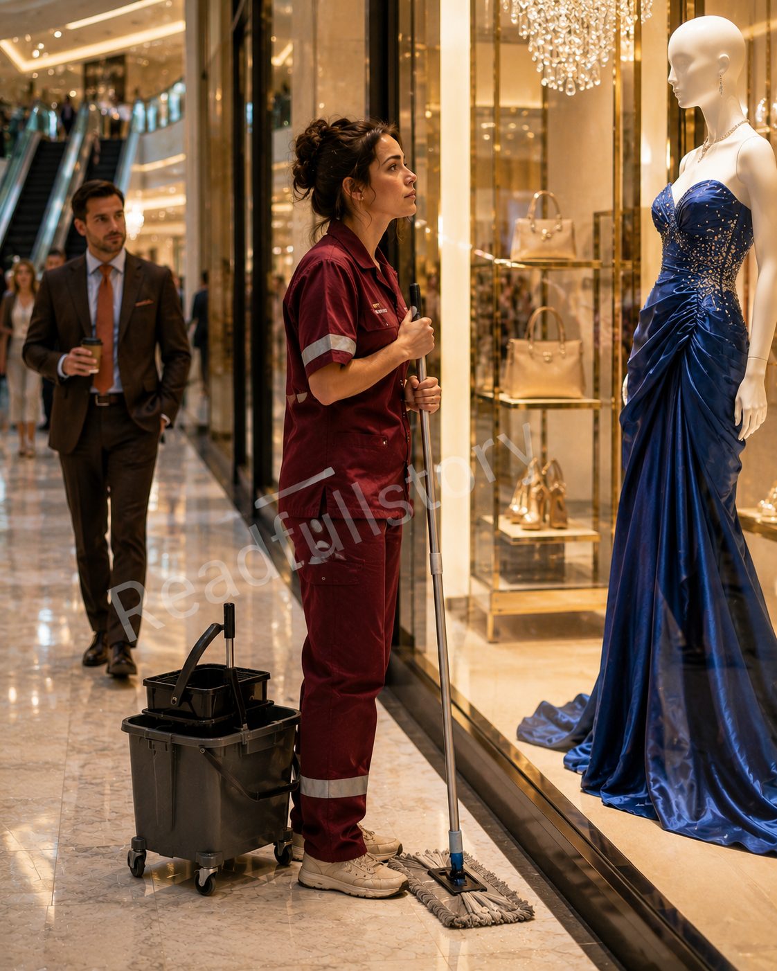 She Was Standing Beside a Mop Cart When…